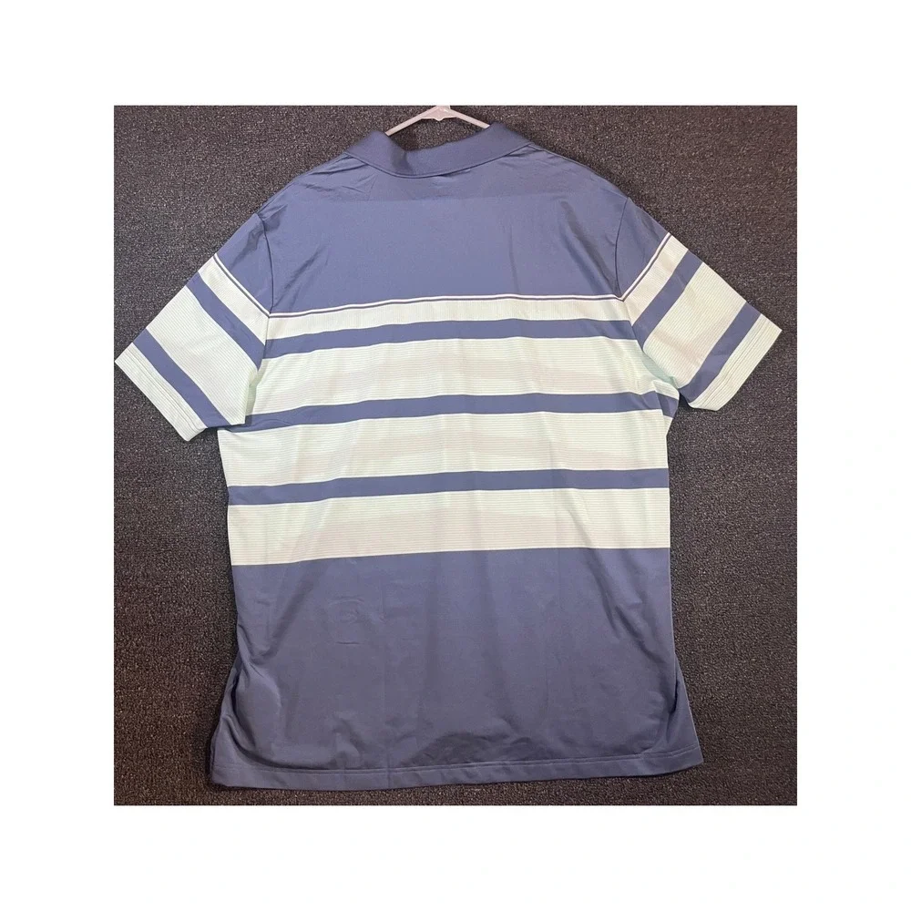 Adidas‎ Golf Mens Ultimate Wrap Polo Shirt Blue Mint Striped 2XL New